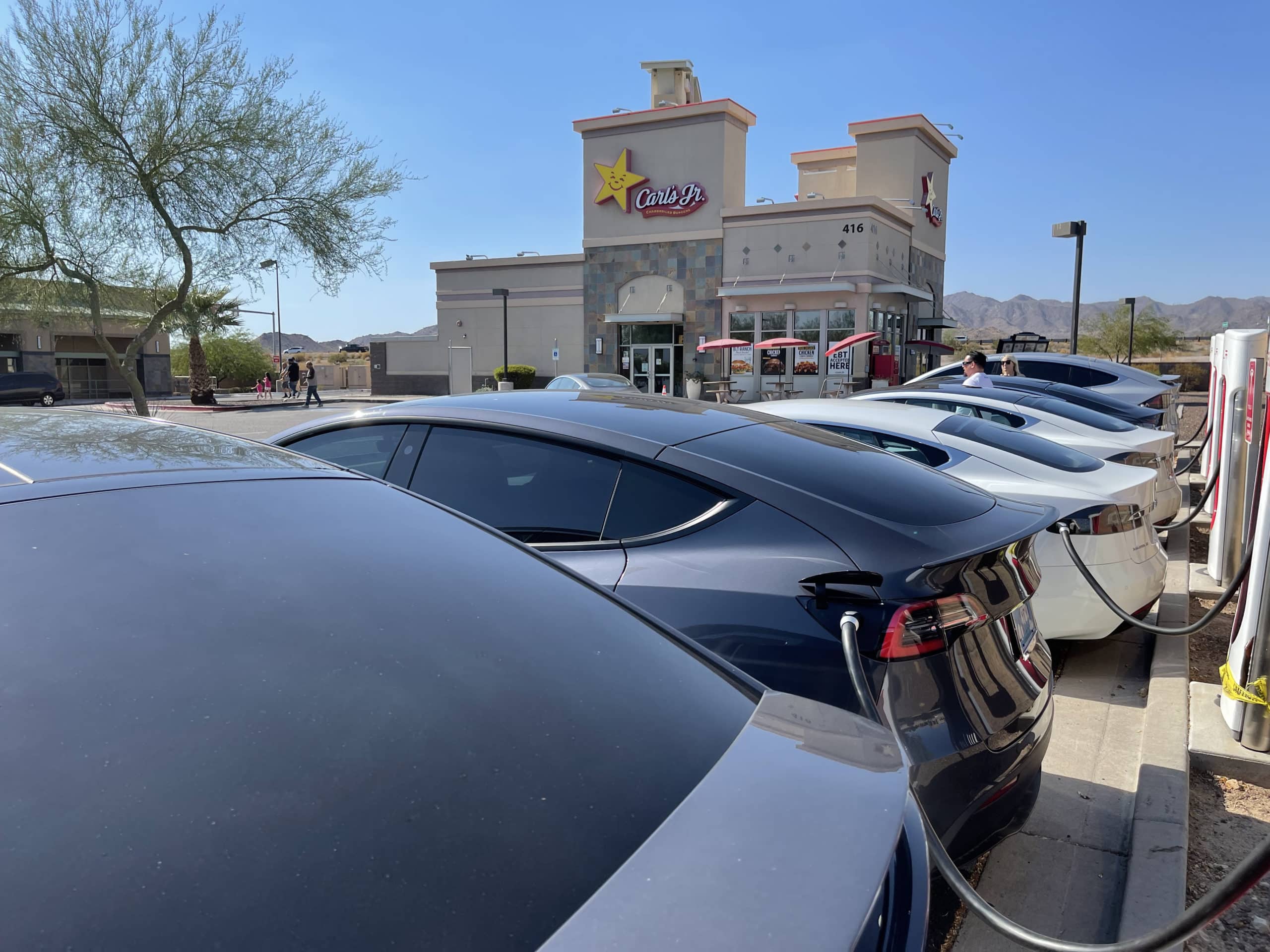 Recharging our Tesla Model X at Buckhead, Arizona