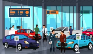 Car Dealership floor illustration.