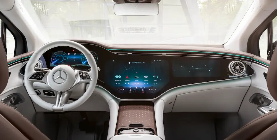 The 2023 Mercedes-Benz EQS SUV is tied for the best infotainment, according to Electric Driver.