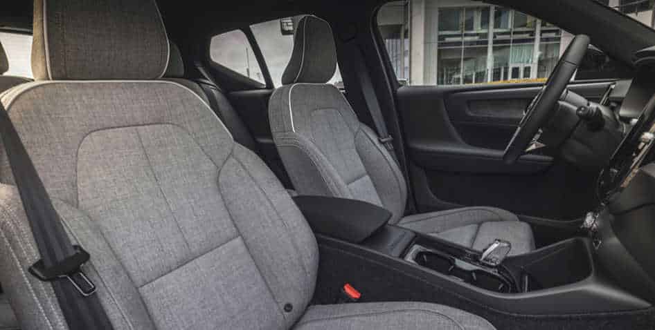 Attractive interior of the Volvo XC40 Recharge electric vehicle